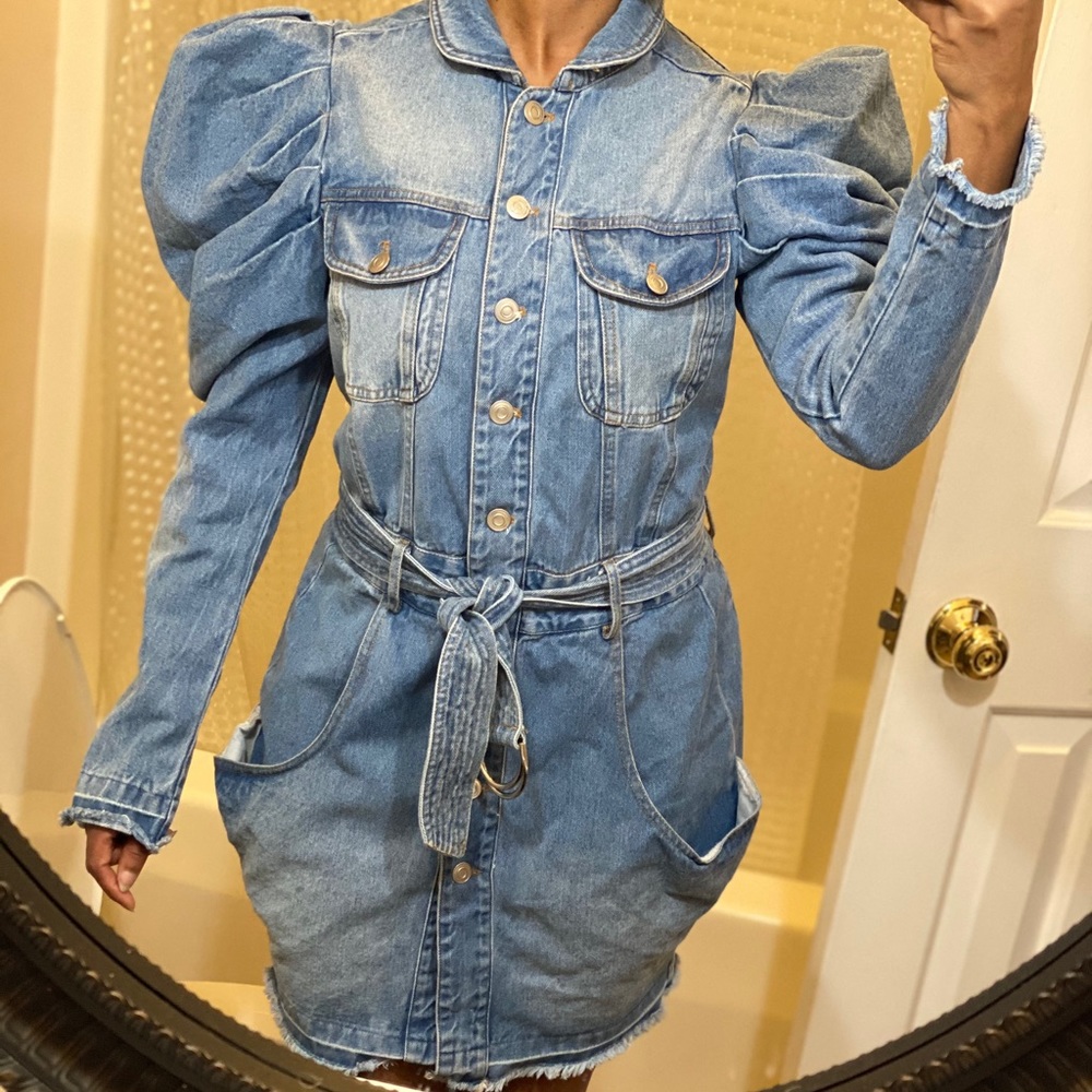 Puff shoulder/sleeve denim jacket/dress